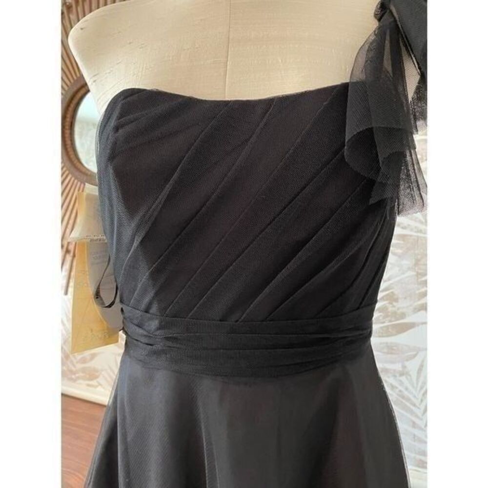 NWT Alfred Angelo One Shoulder Black Fit-n-Flare Dress Size 6 - Picture 4 of 8